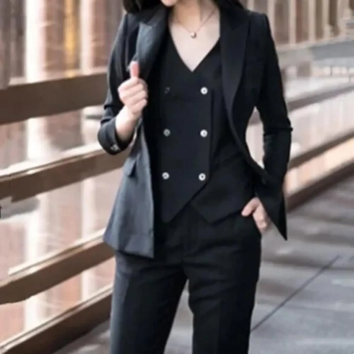 2022 moda nuove signore affari abiti in tinta unita pantaloni gilet / blazer rosa pendolari giacca pantaloni gilet da donna