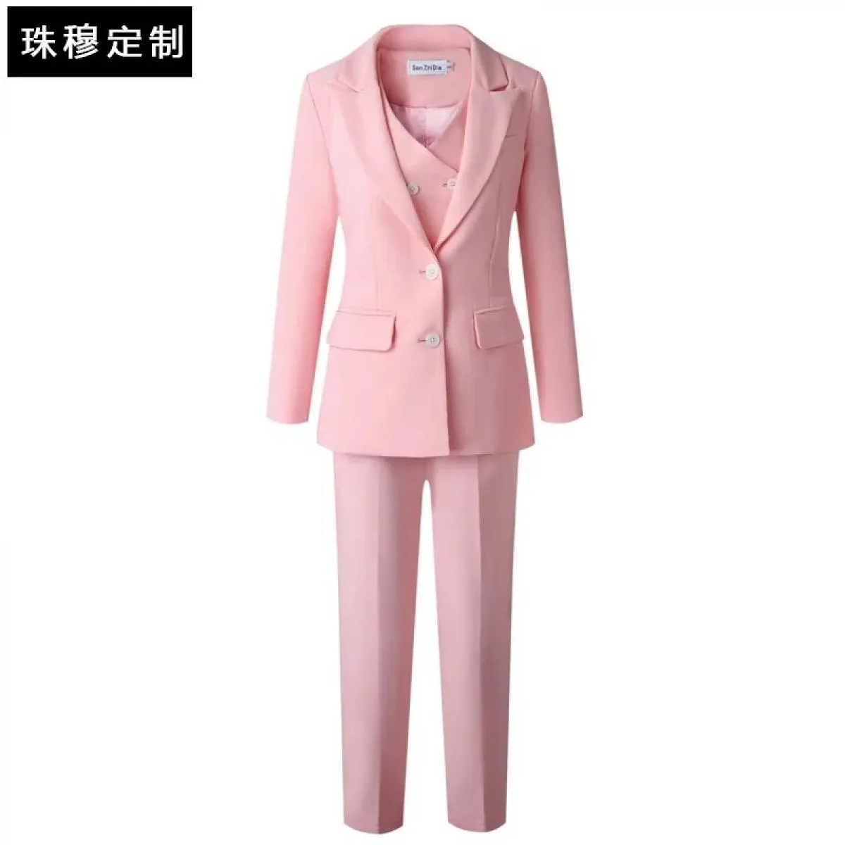 2022 moda nuove signore affari abiti in tinta unita pantaloni gilet / blazer rosa pendolari giacca pantaloni gilet da donna
