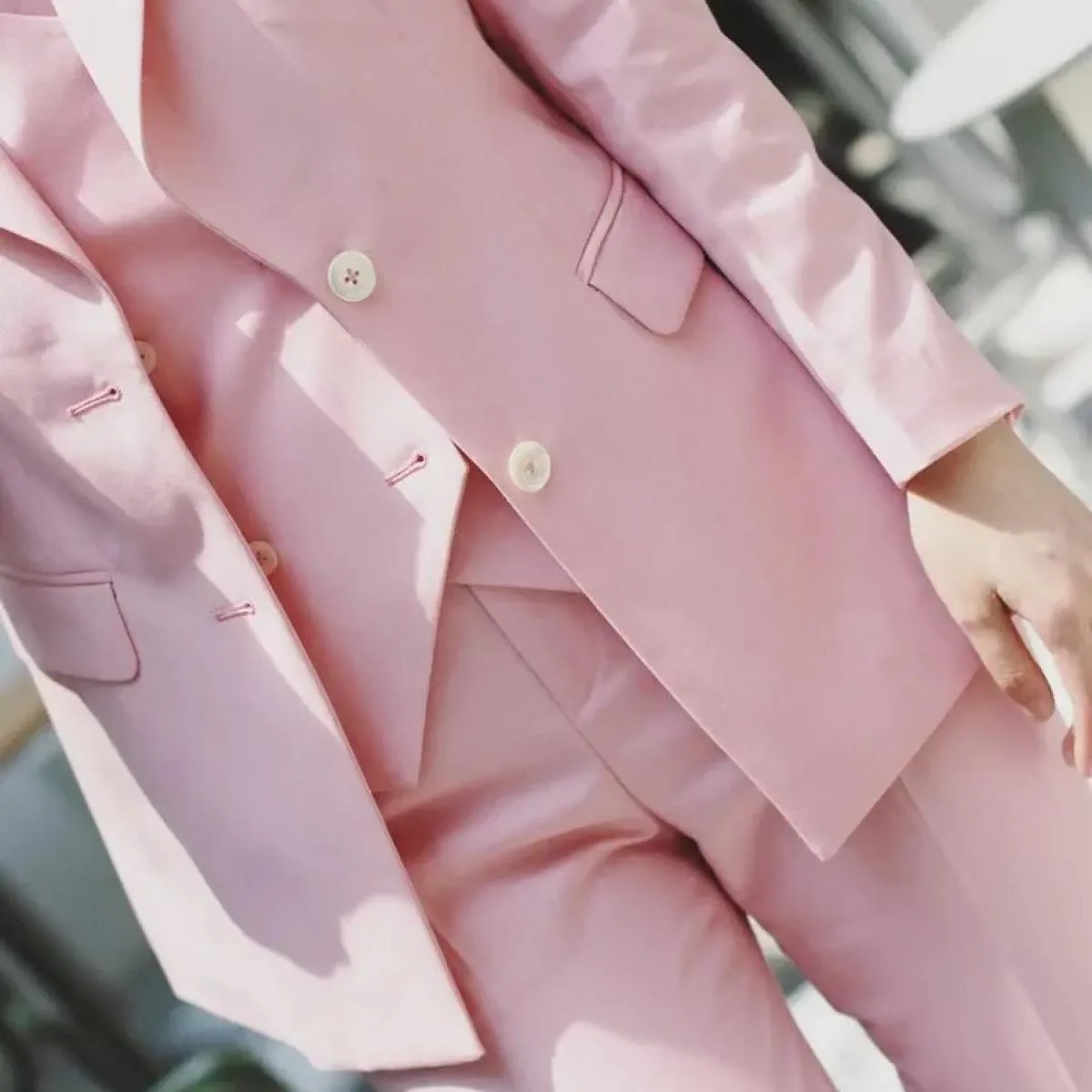 2022 moda nuove signore affari abiti in tinta unita pantaloni gilet / blazer rosa pendolari giacca pantaloni gilet da donna