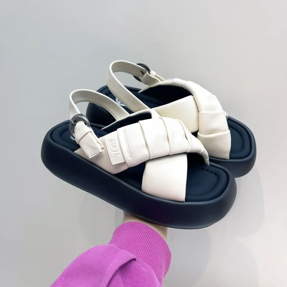 2024 Sandali romani open-toe incrociati con suola spessa della nuova estate, scarpe da spiaggia per le vacanze alla moda, casual