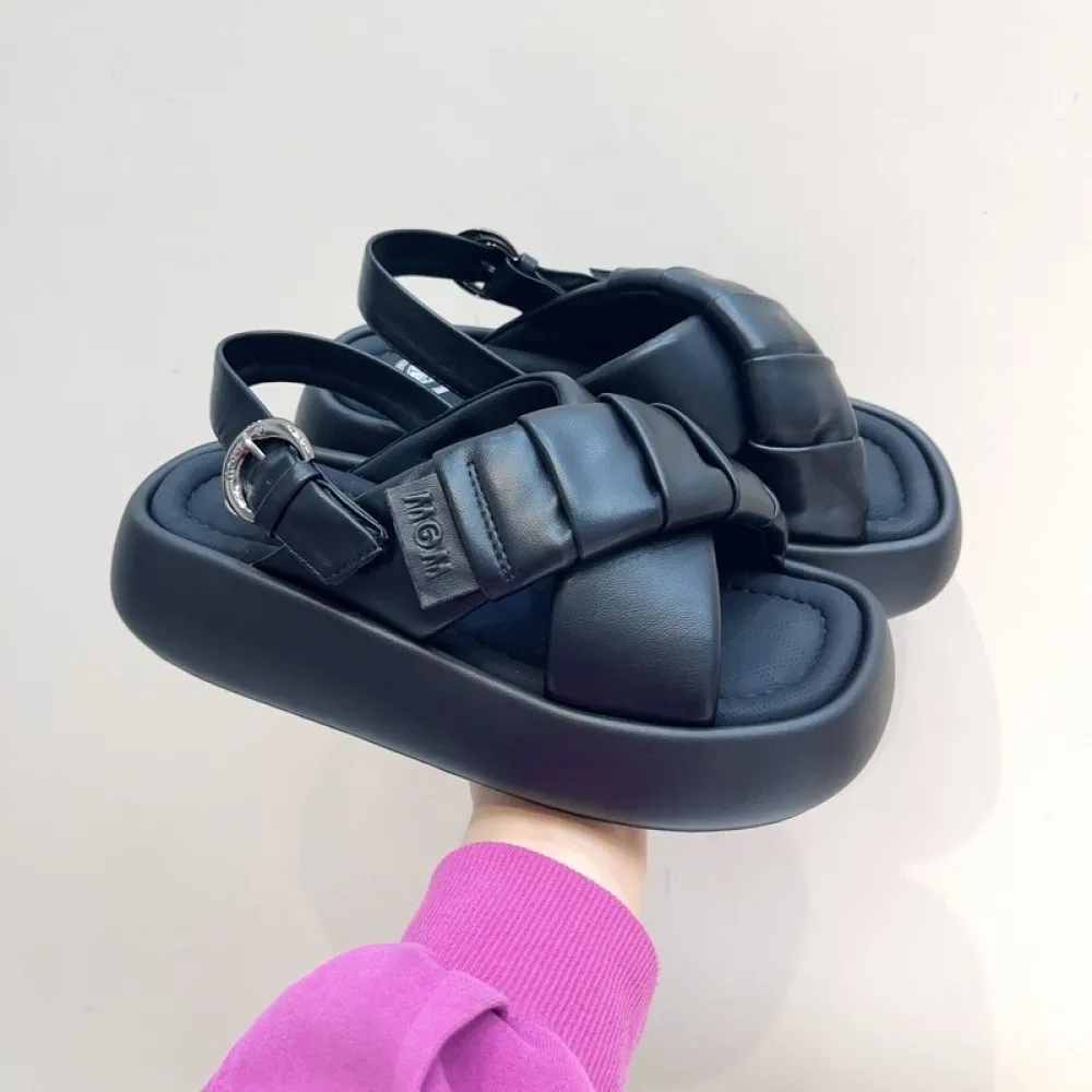 2024 Sandali romani open-toe incrociati con suola spessa della nuova estate, scarpe da spiaggia per le vacanze alla moda, casual