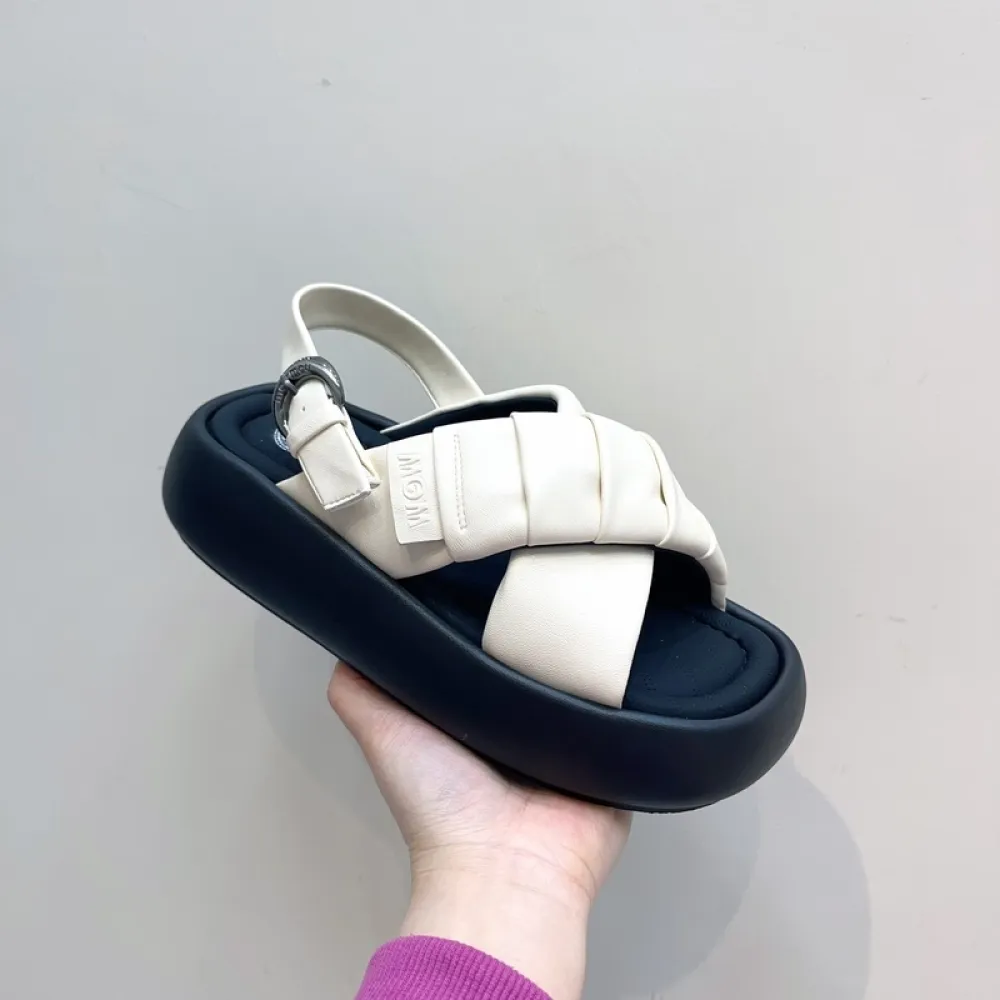 2024 Sandali romani open-toe incrociati con suola spessa della nuova estate, scarpe da spiaggia per le vacanze alla moda, casual