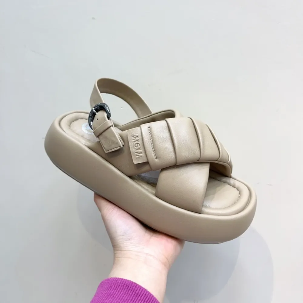 2024 Sandali romani open-toe incrociati con suola spessa della nuova estate, scarpe da spiaggia per le vacanze alla moda, casual