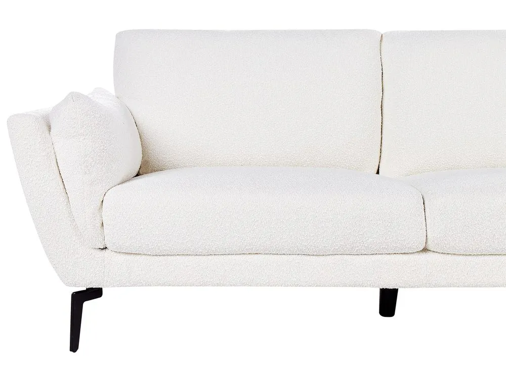 3 Seater Boucle Sofa White KANSSELI