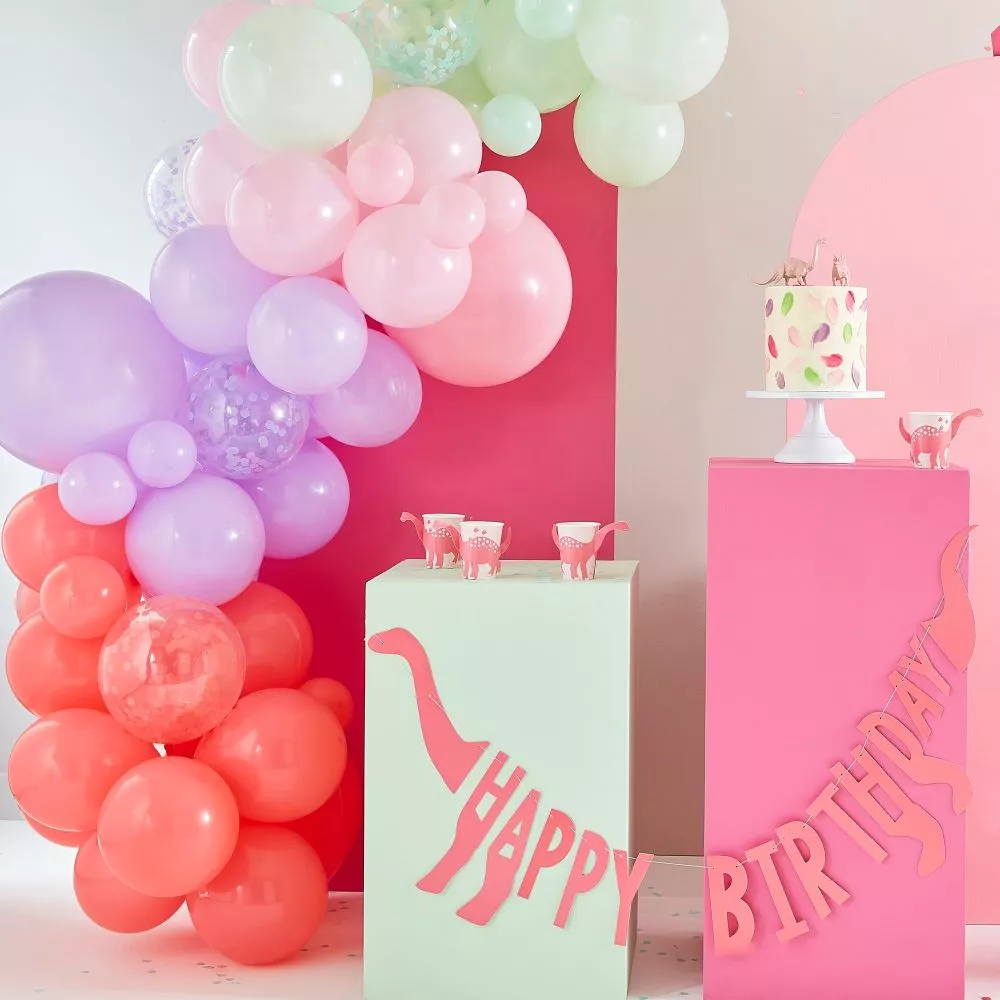 8 bicchieri per feste di dinosauro rosa da 250 ml