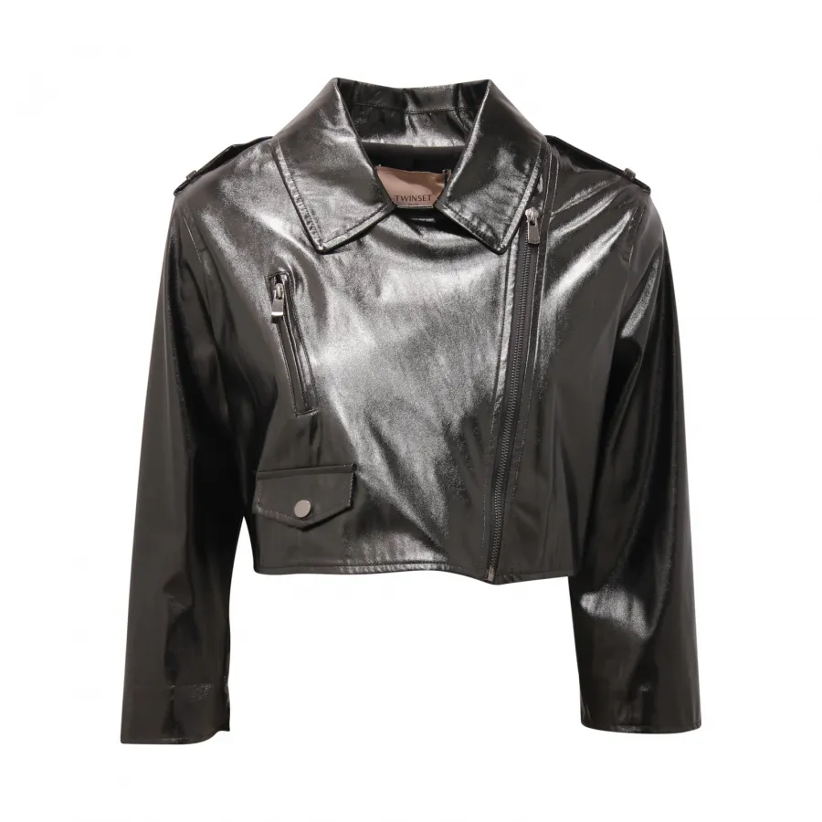 9380AU GIUBBINO ECO PELLE DONNA TWINSET WOMAN CROP JACKET