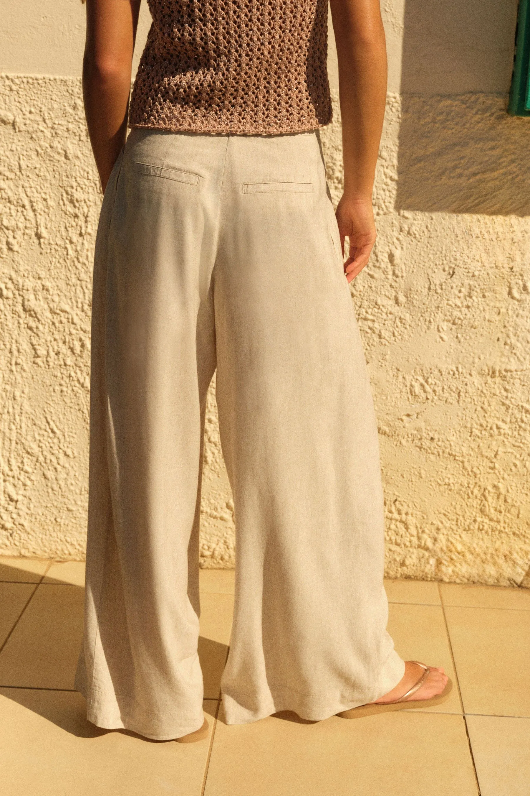 A pieghe Pantaloni ultra ampi con lino