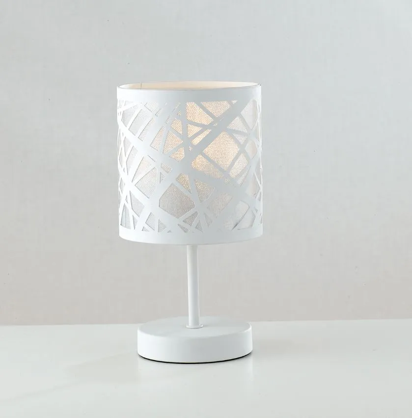 Abatjour Comodino Acciaio Bianco Taglio Laser Batik Fan Europe