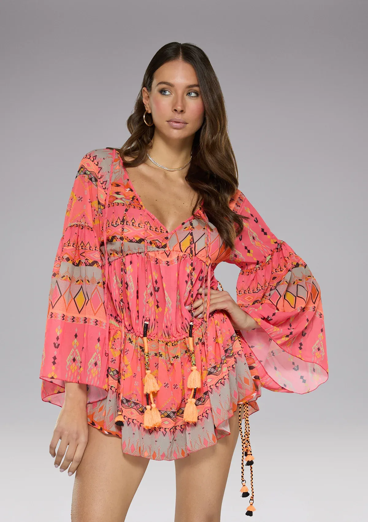 ABITO CORTO IN CHIFFON STAMPATO