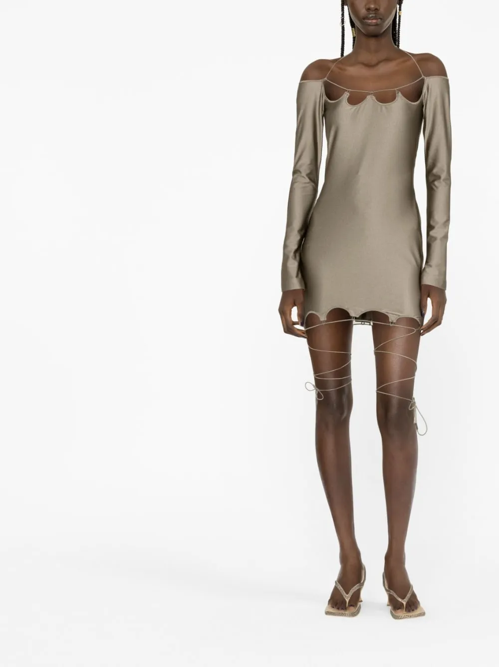 Abito lyna con lacci in verde - donna