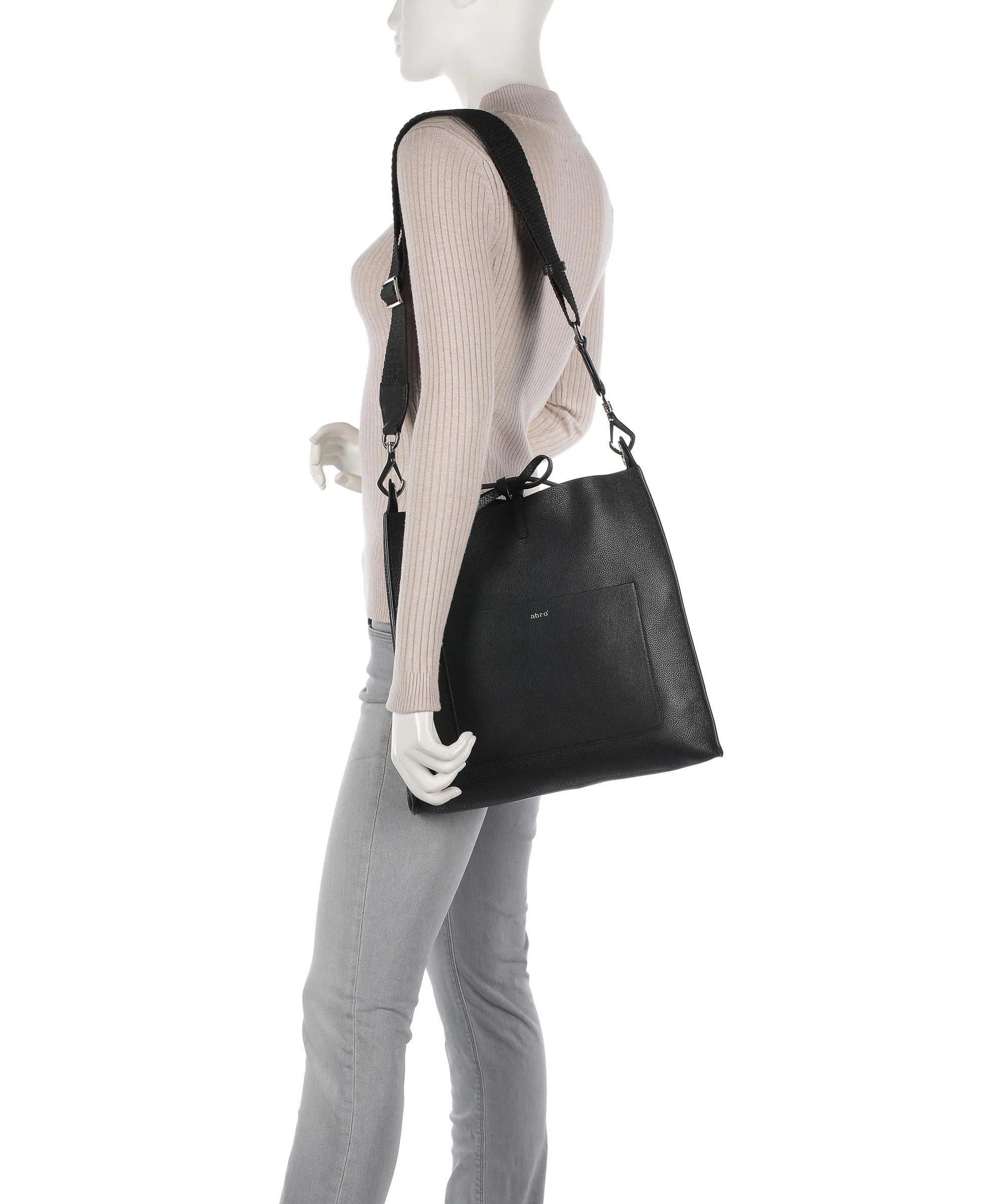  Abro Dalia Raquel Borsa hobo pelle di vacchetta grana nero  