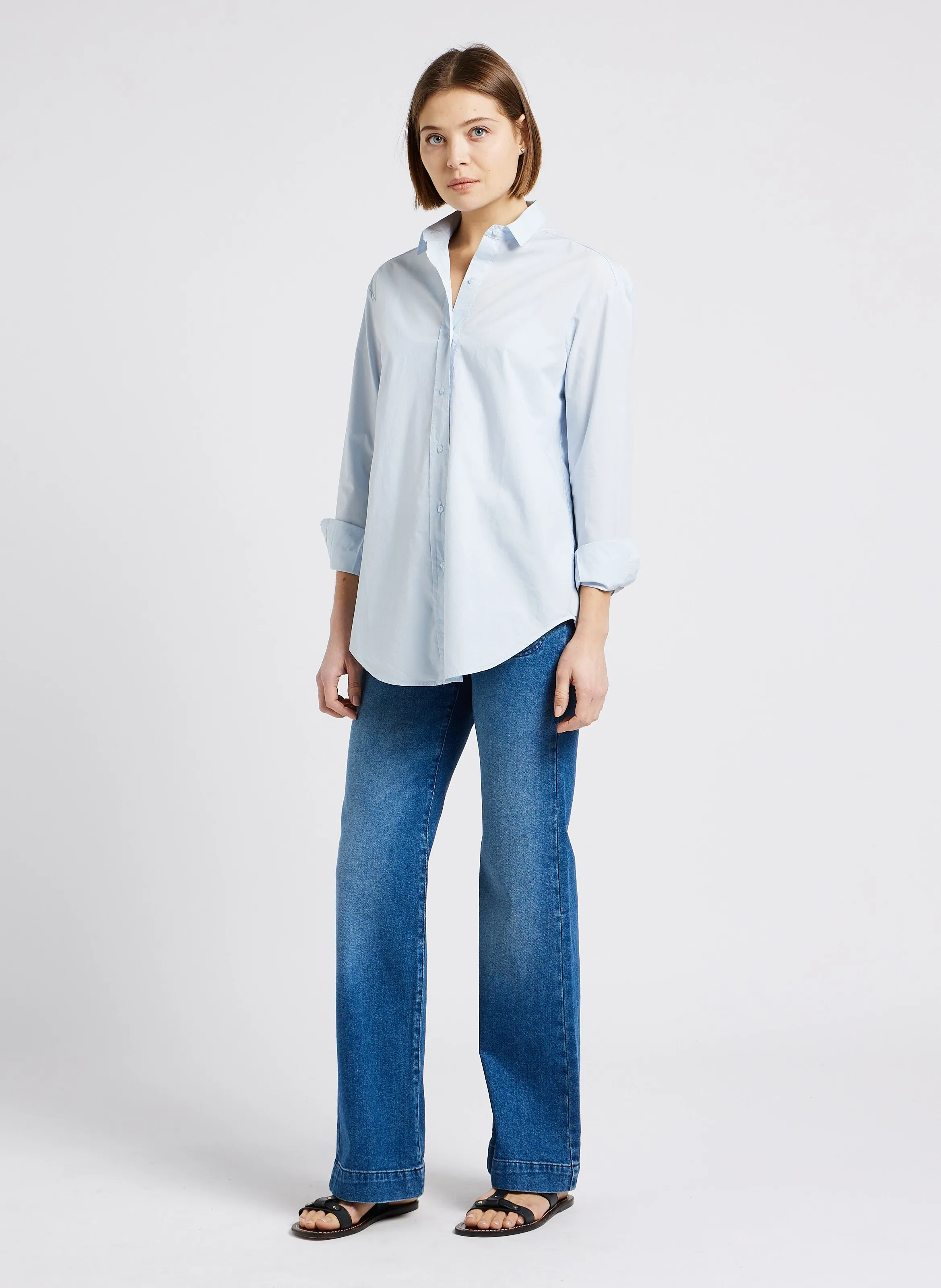  ACQUAVERDE   Camicia ampia con collo classico in cotone | Blu