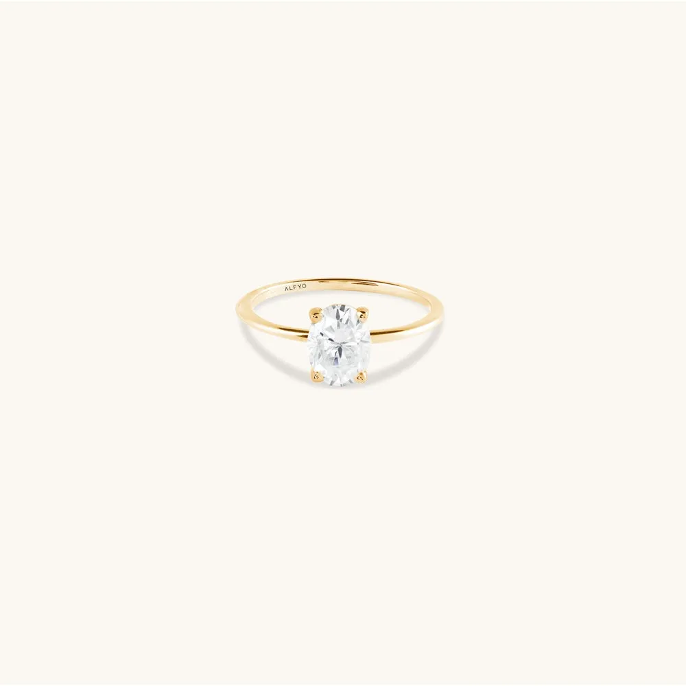 ALFYO MyO Anello Solitario Oro Giallo Taglio Ovale
