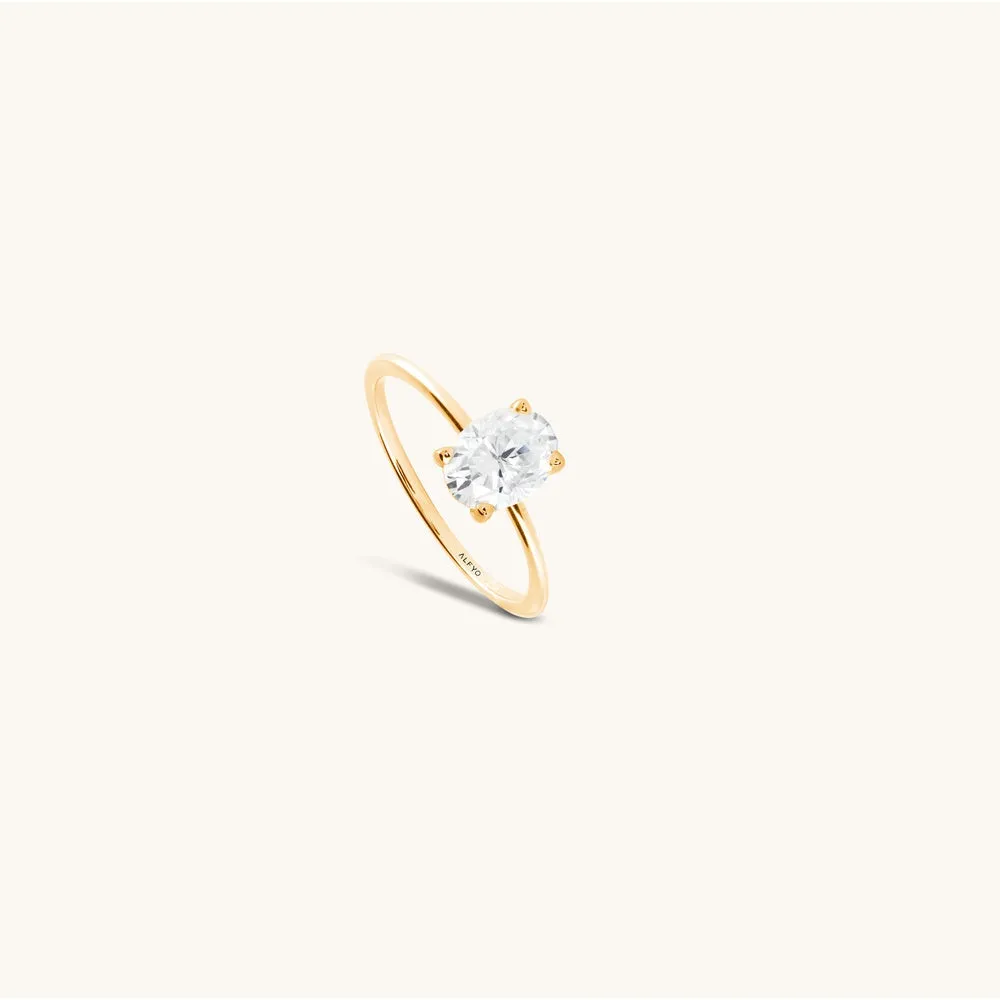 ALFYO MyO Anello Solitario Oro Giallo Taglio Ovale