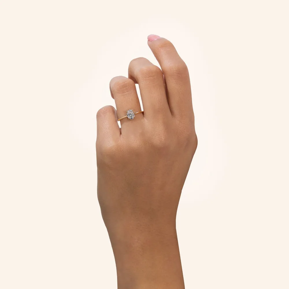 ALFYO MyO Anello Solitario Oro Giallo Taglio Ovale