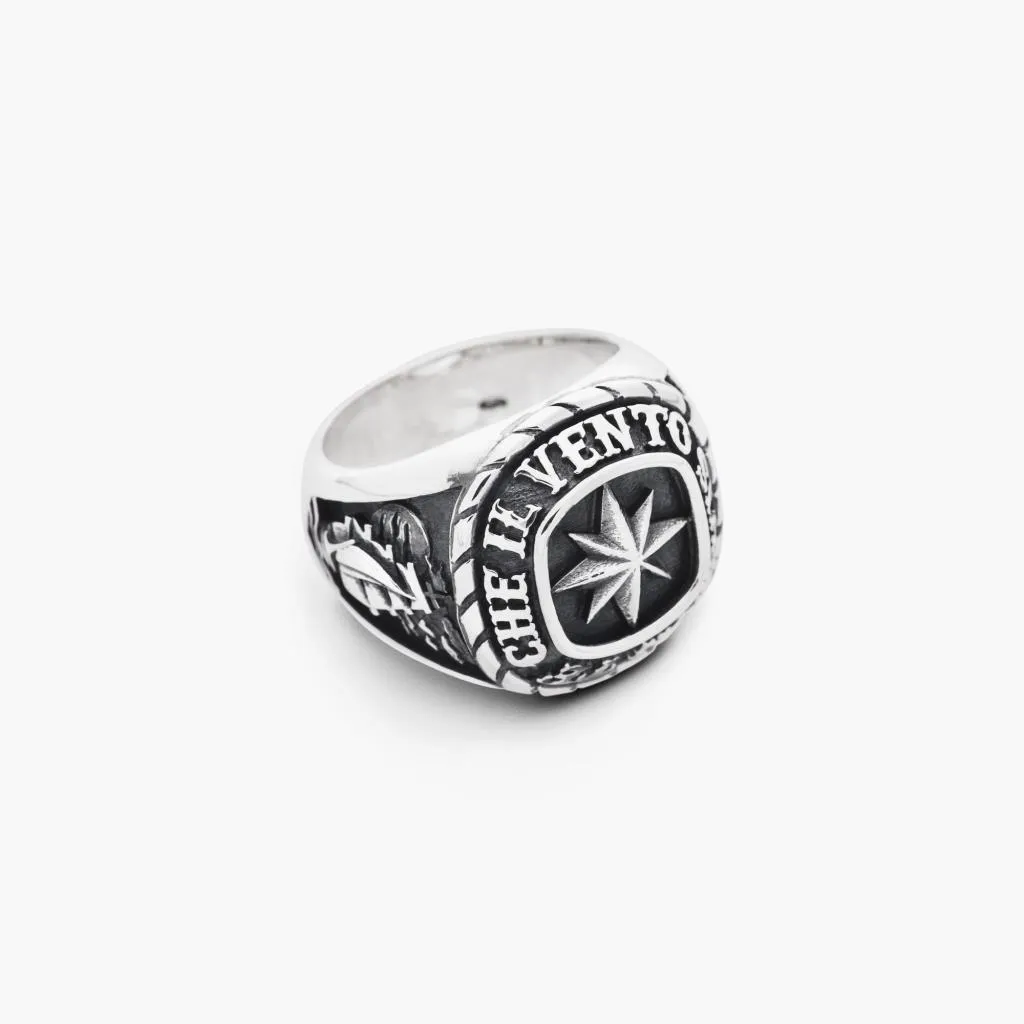 Anello argento 925 brunito/lucido Rosa dei Venti Mis 23