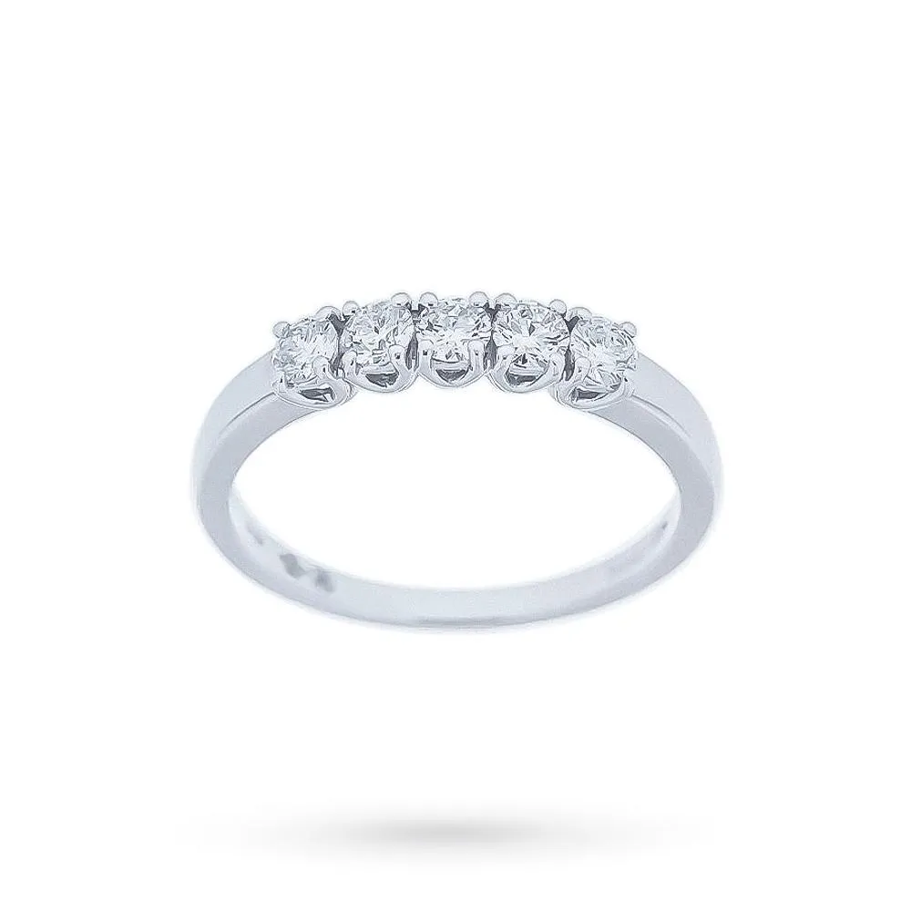 Anello riviera oro bianco 5 diamanti 0,47ct Mirco Visconti