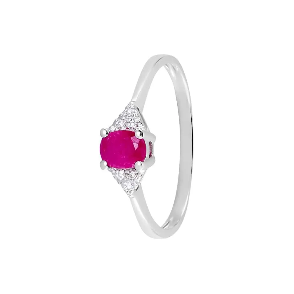 Anello Solitario Elizabeth Crown Oro Bianco 750/1000 Rubino 0,43 ct Diamante Bianco 0,03 ct 1655226