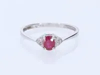 Anello Solitario Elizabeth Crown Oro Bianco 750/1000 Rubino 0,43 ct Diamante Bianco 0,03 ct 1655226