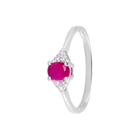 Anello Solitario Elizabeth Crown Oro Bianco 750/1000 Rubino 0,43 ct Diamante Bianco 0,03 ct 1655226