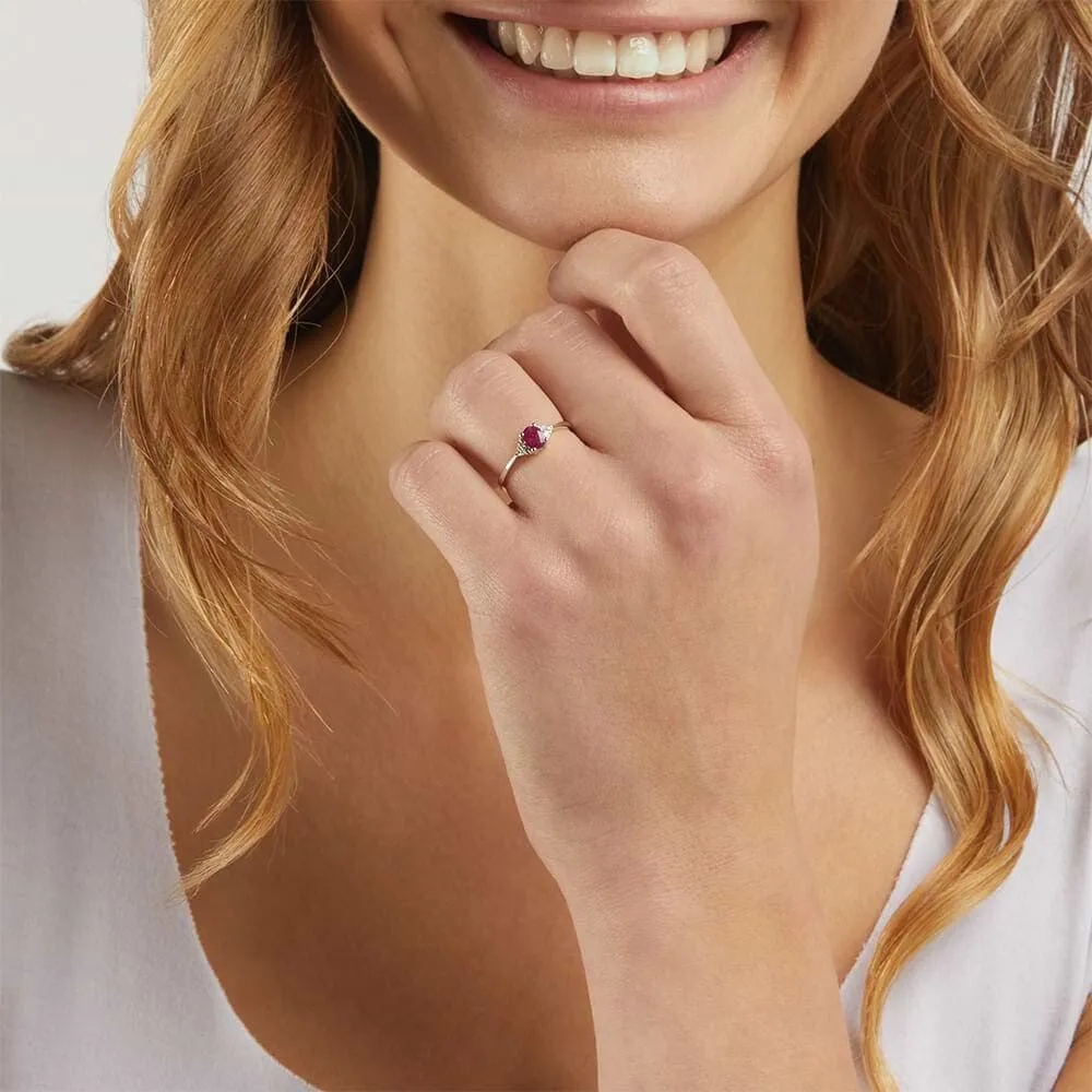 Anello Solitario Elizabeth Crown Oro Bianco 750/1000 Rubino 0,43 ct Diamante Bianco 0,03 ct 1655226