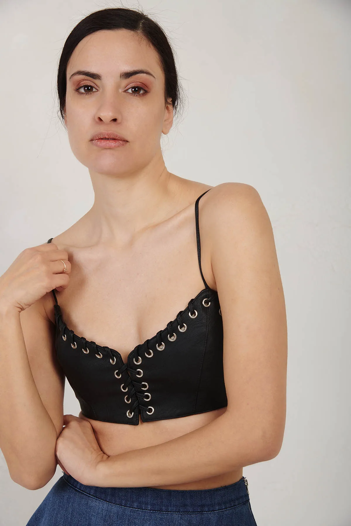 ANIYE BY top in ecopelle LOLA con borchie