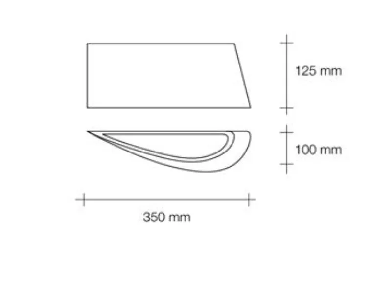 Applique Biemissione In Gesso Curvo Verniciabile Delfi 35 cm T223 Sforzin