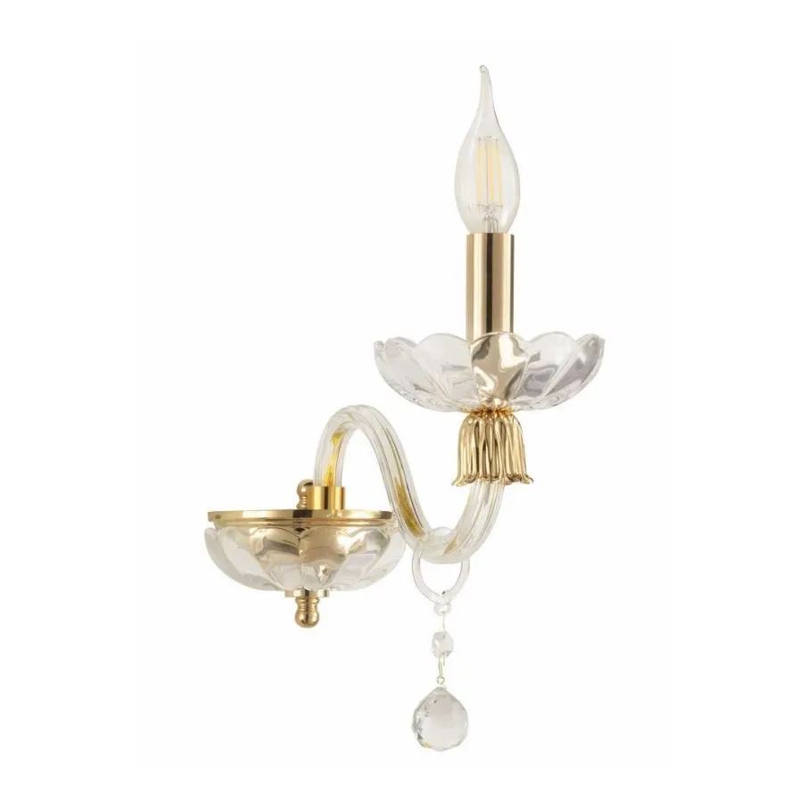Applique Classica Vetro Trasparente Oro Roxanne Ondaluce