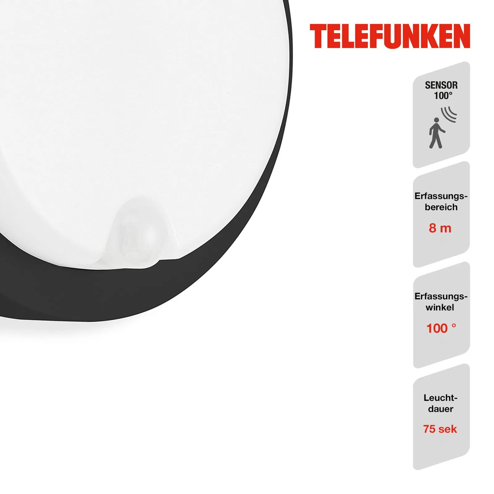 Applique da esterni LED a sensore Dortmund Ø17cm nero