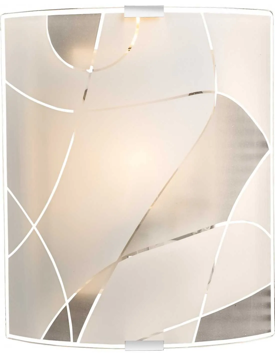 Applique rettangolare con vetro satinato decorato Globo Lighting Paranja 40403W2, 1 E27, Moderna e Luminosa