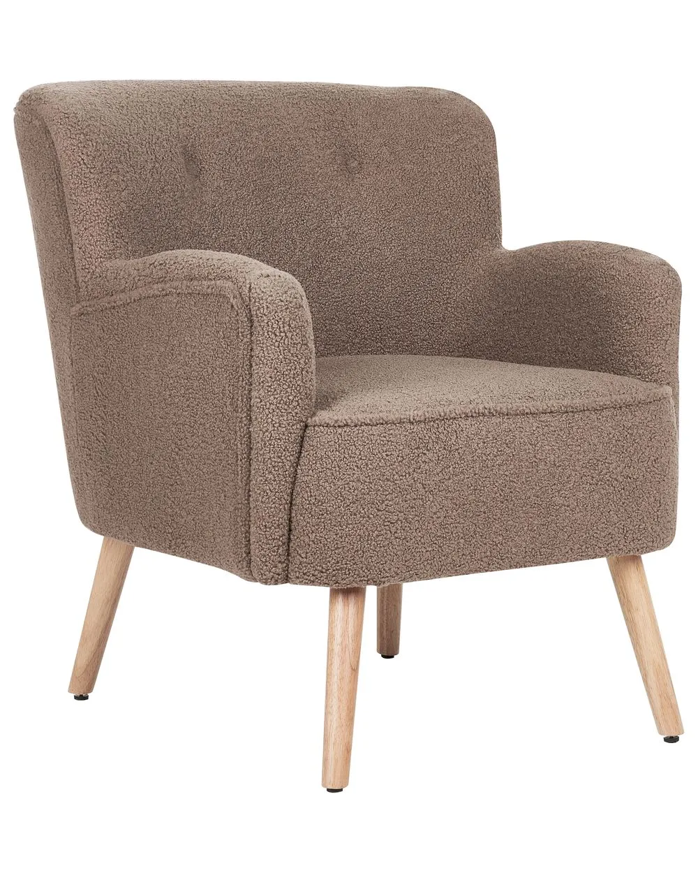 Armchair TUMBA with Footstool Boucle Brown