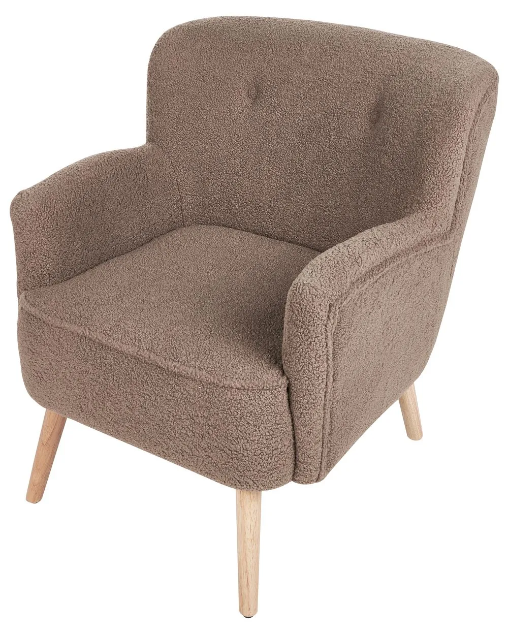 Armchair TUMBA with Footstool Boucle Brown