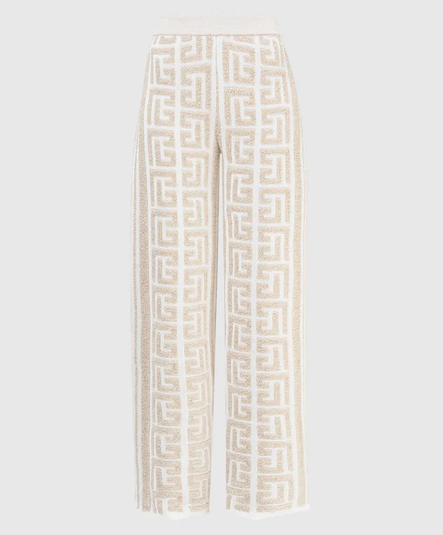 Balmain Pantaloni a zampa con motivo monogramma XF1PQ035KB32