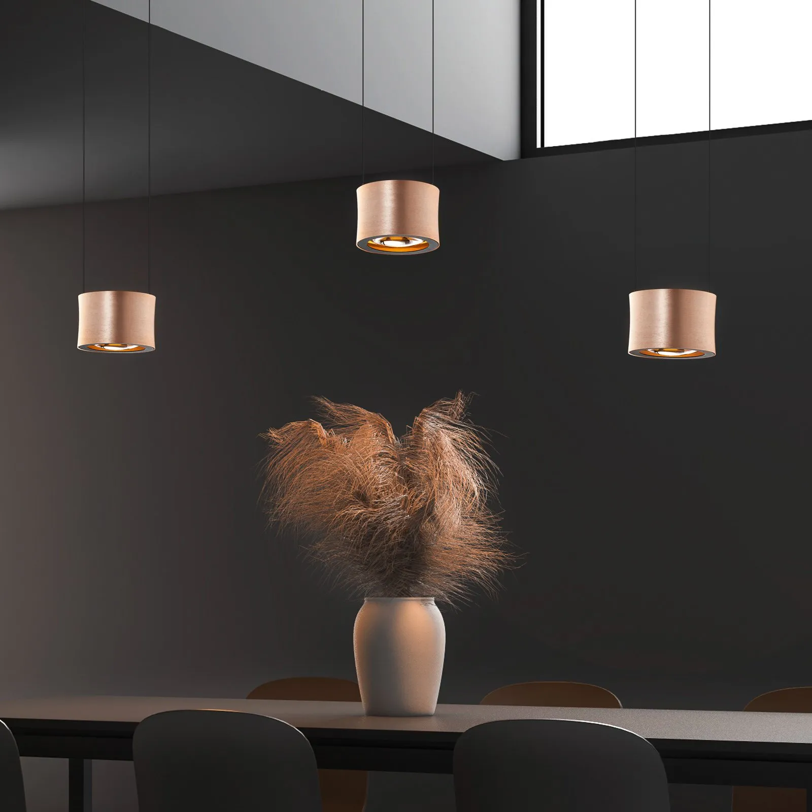 BANKAMP Impulse LED a sospensione 3 luci oro rosé