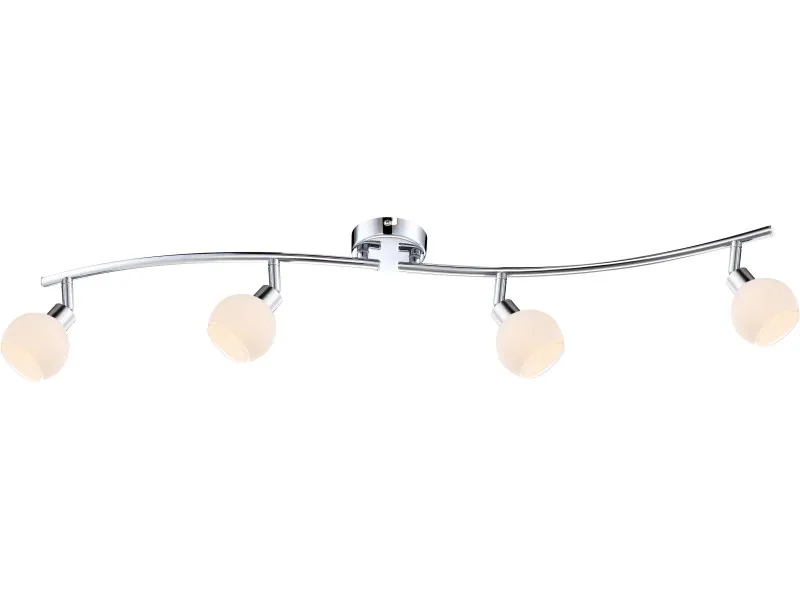Barra a 4 faretti LED Siony vetro e cromo 17,5 cm x 80 cm x 8,5 cm