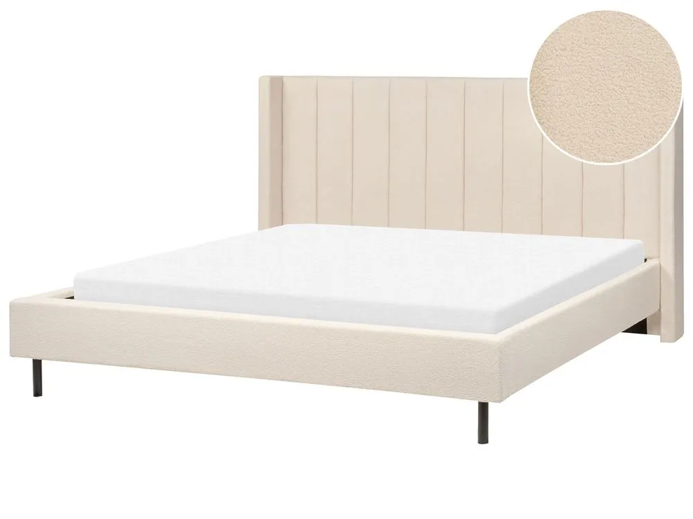 Bed Boucle VILLETTE 180 x 200 cm (EU Super King) Beige