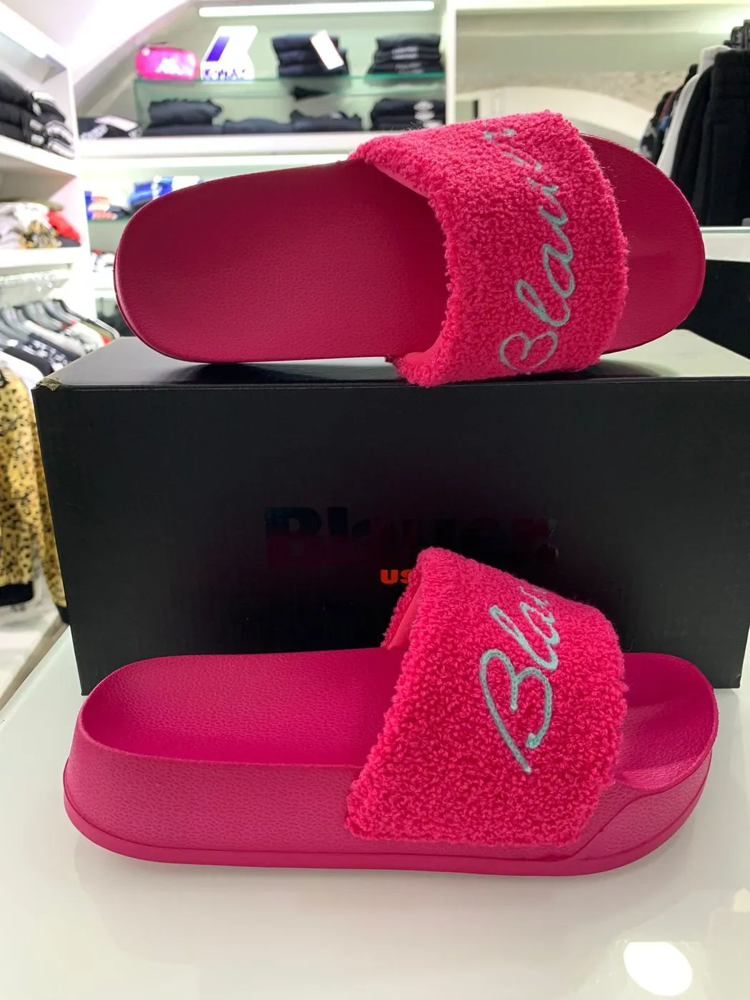 Blauer Ciabatte Yuba Fuxia Celeste
