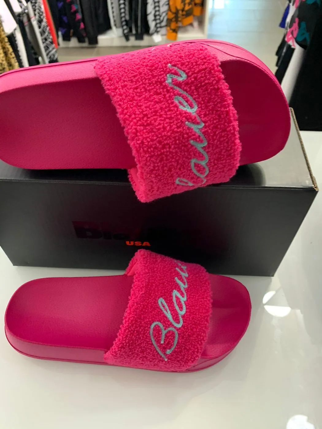 Blauer Ciabatte Yuba Fuxia Celeste