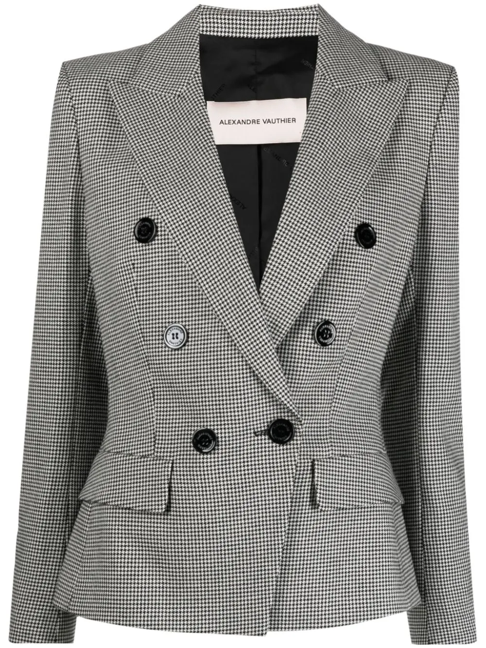 Blazer doppiopetto a quadri in nero e bianco - donna
