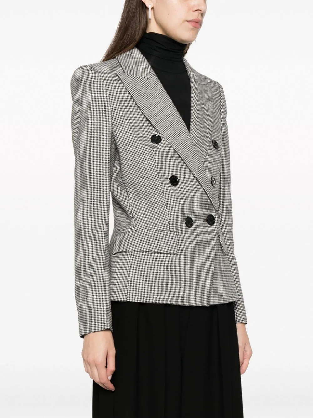 Blazer doppiopetto a quadri in nero e bianco - donna