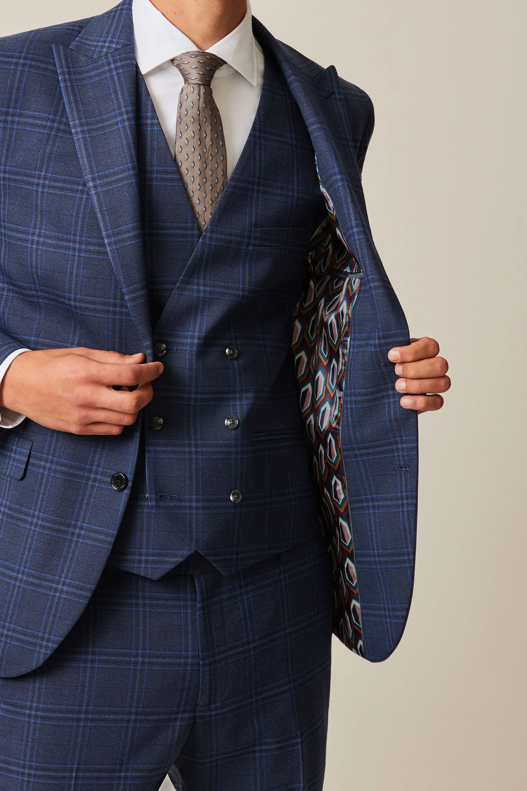 Blu  - completo slim A quadri vivace Giacca