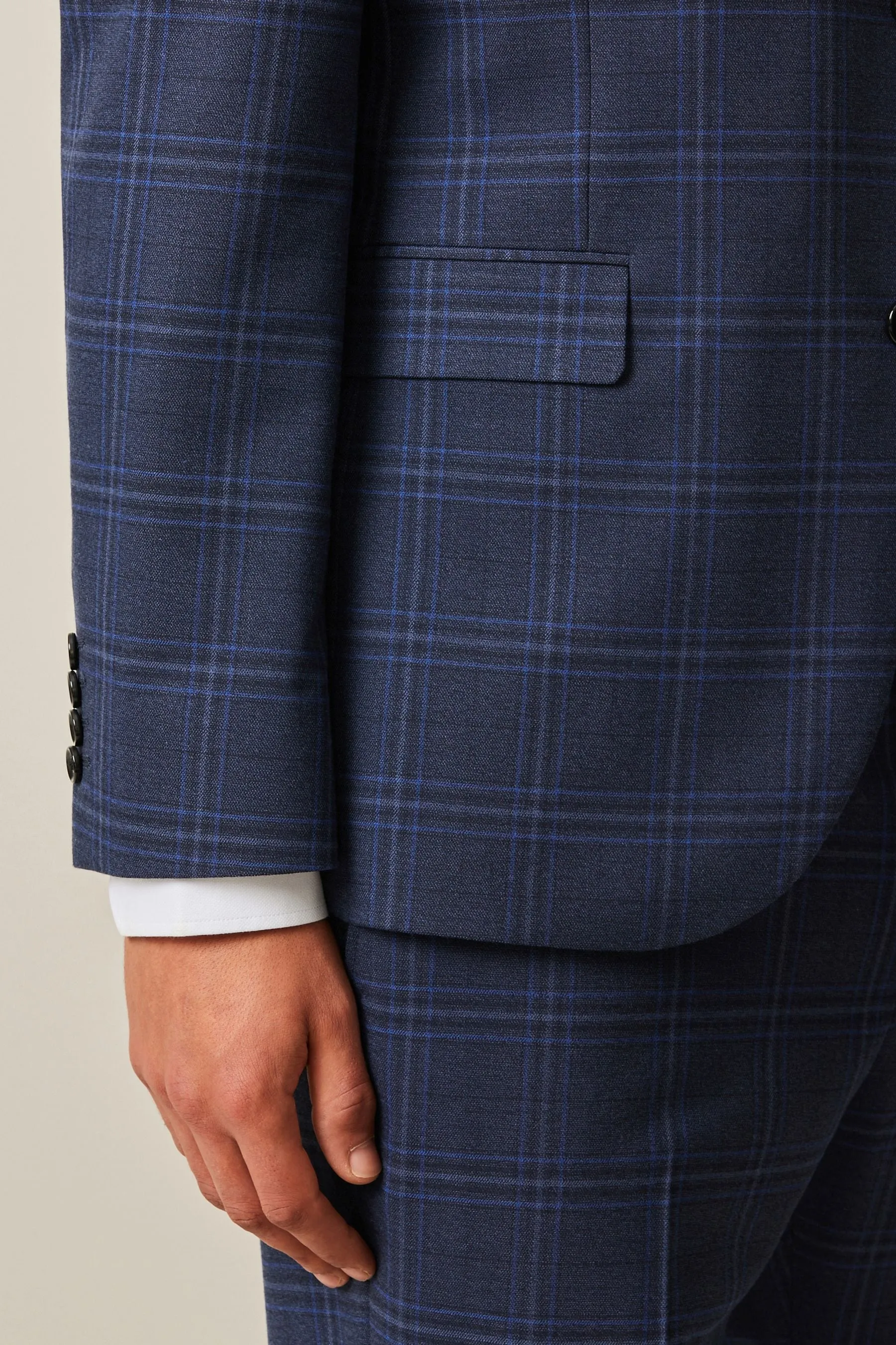 Blu  - completo slim A quadri vivace Giacca