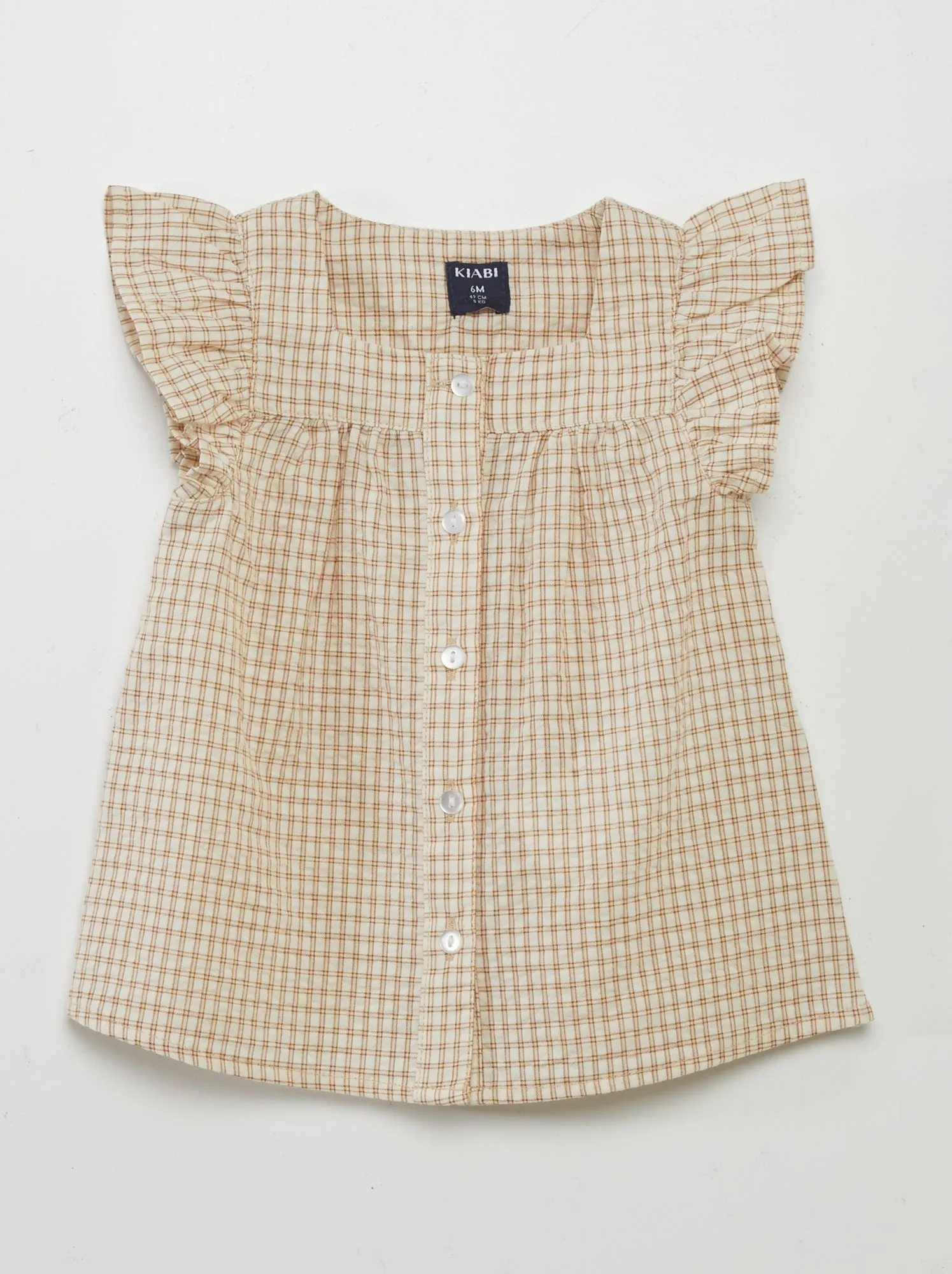 Blusa a quadri stile vichy - BEIGE