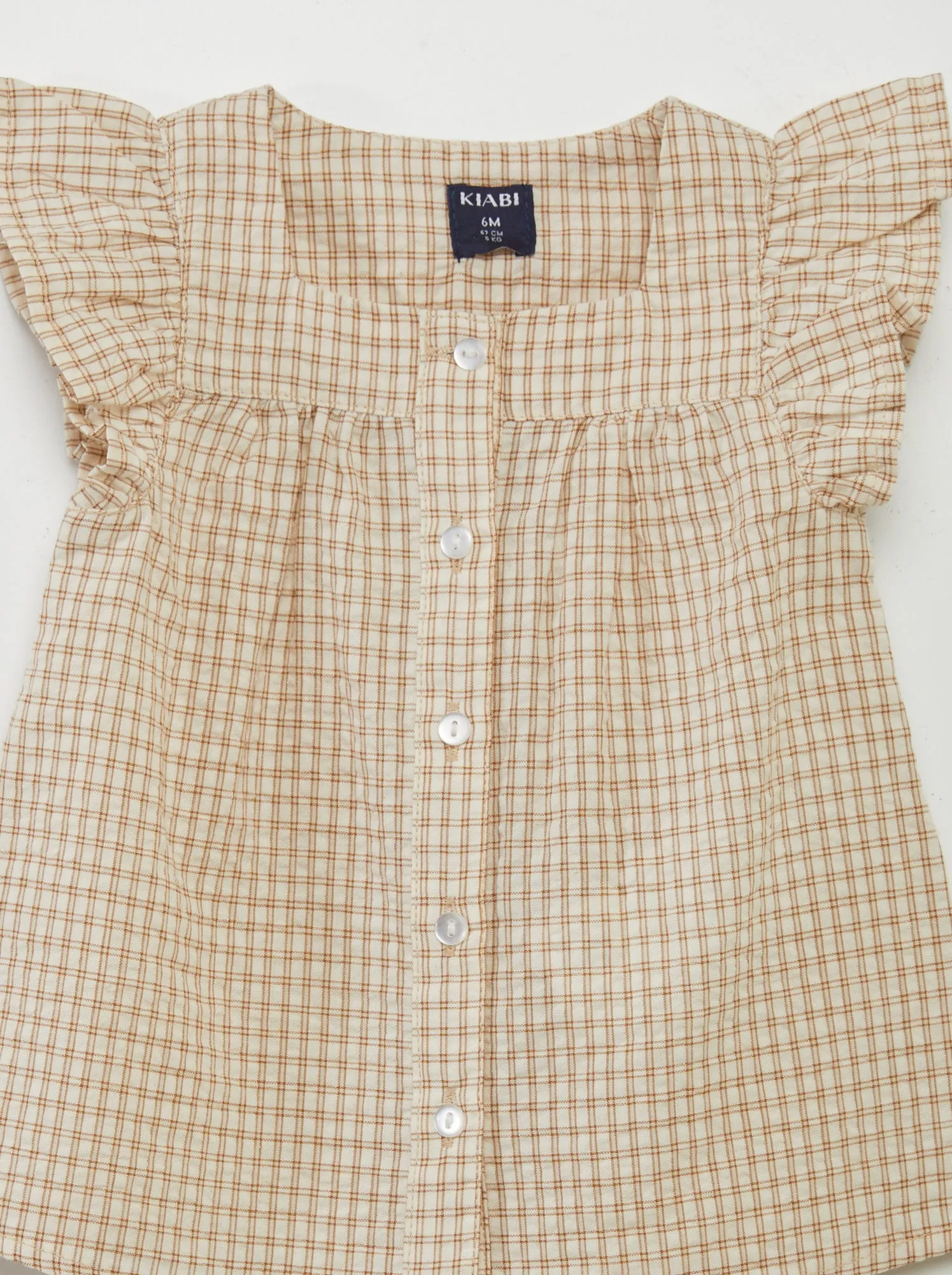 Blusa a quadri stile vichy - BEIGE
