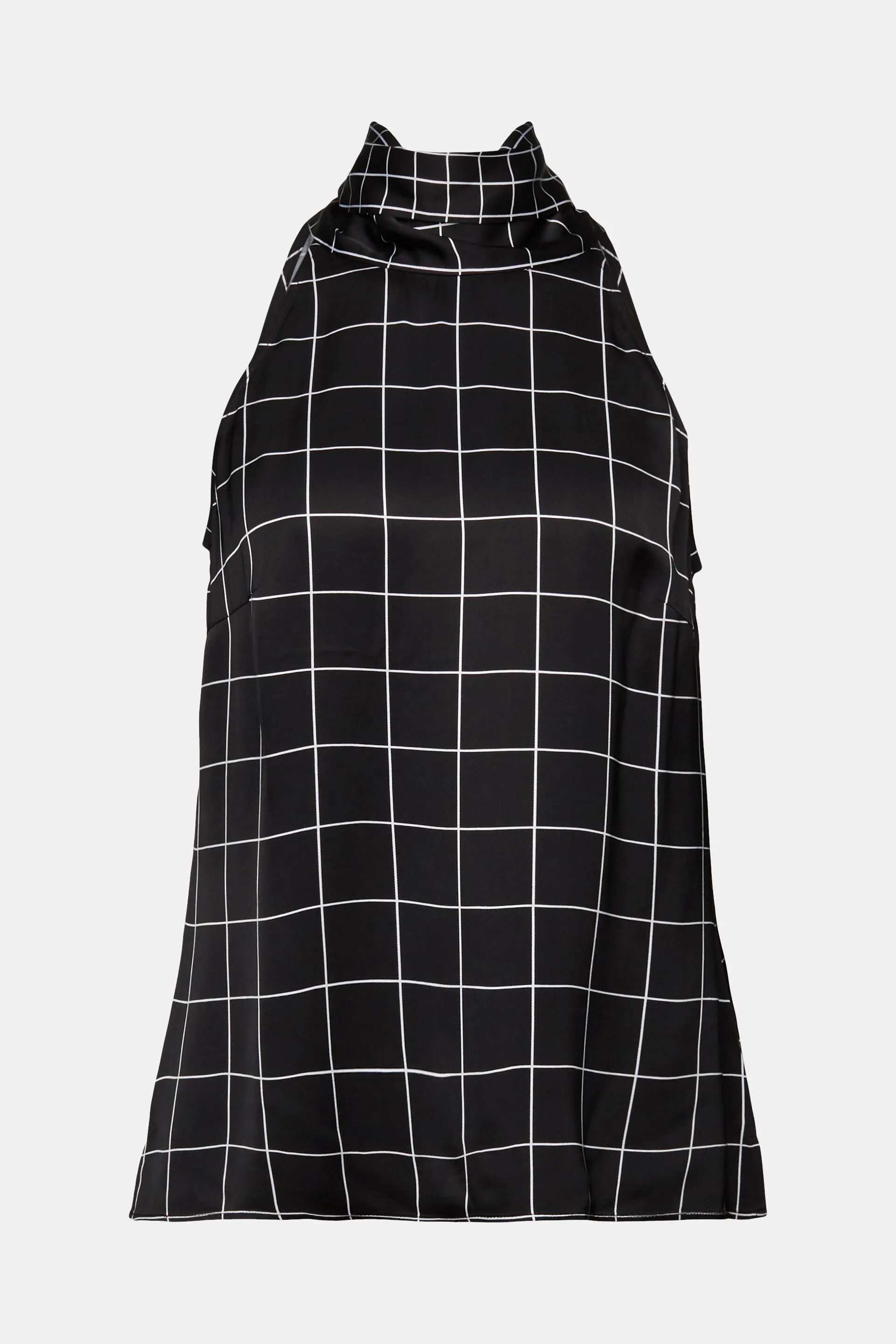 Blusa in raso con collo alto e laccetti alla nuca