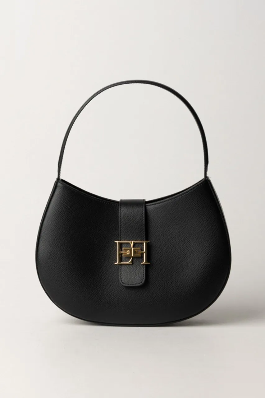 Borsa hobo grande con logo Nero