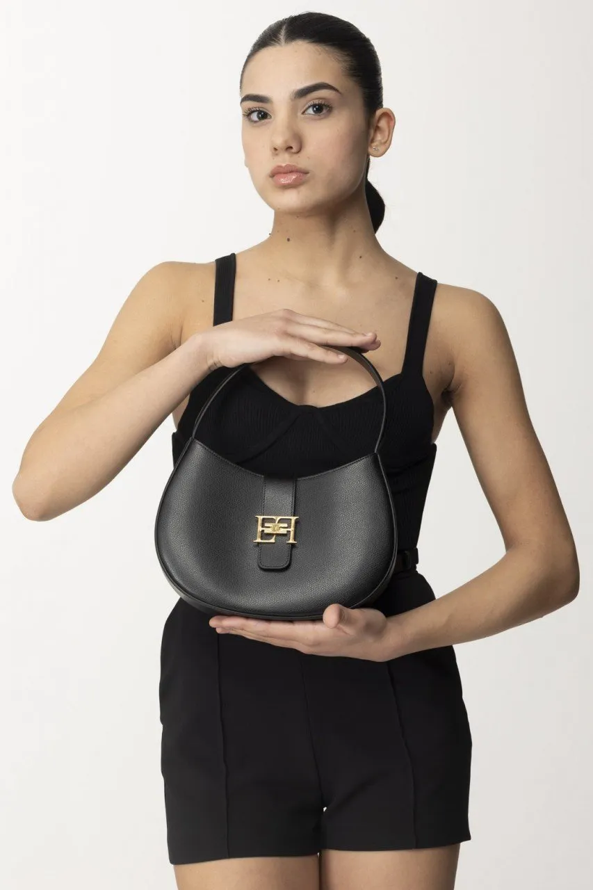 Borsa hobo grande con logo Nero