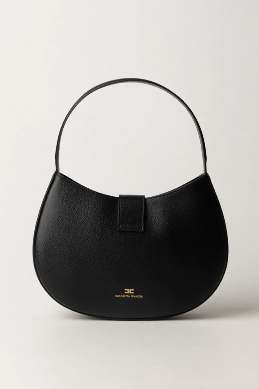 Borsa hobo grande con logo Nero