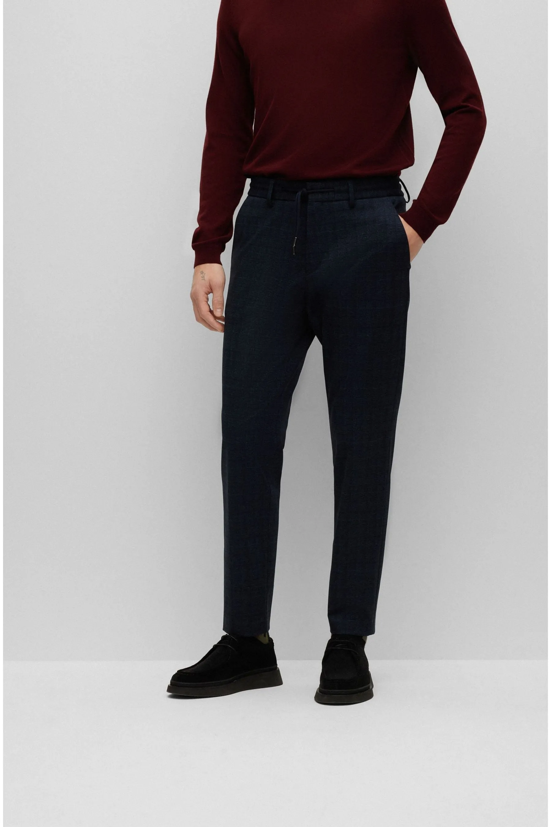 BOSS - A quadri Pantaloni contemporanea stretti in fondo