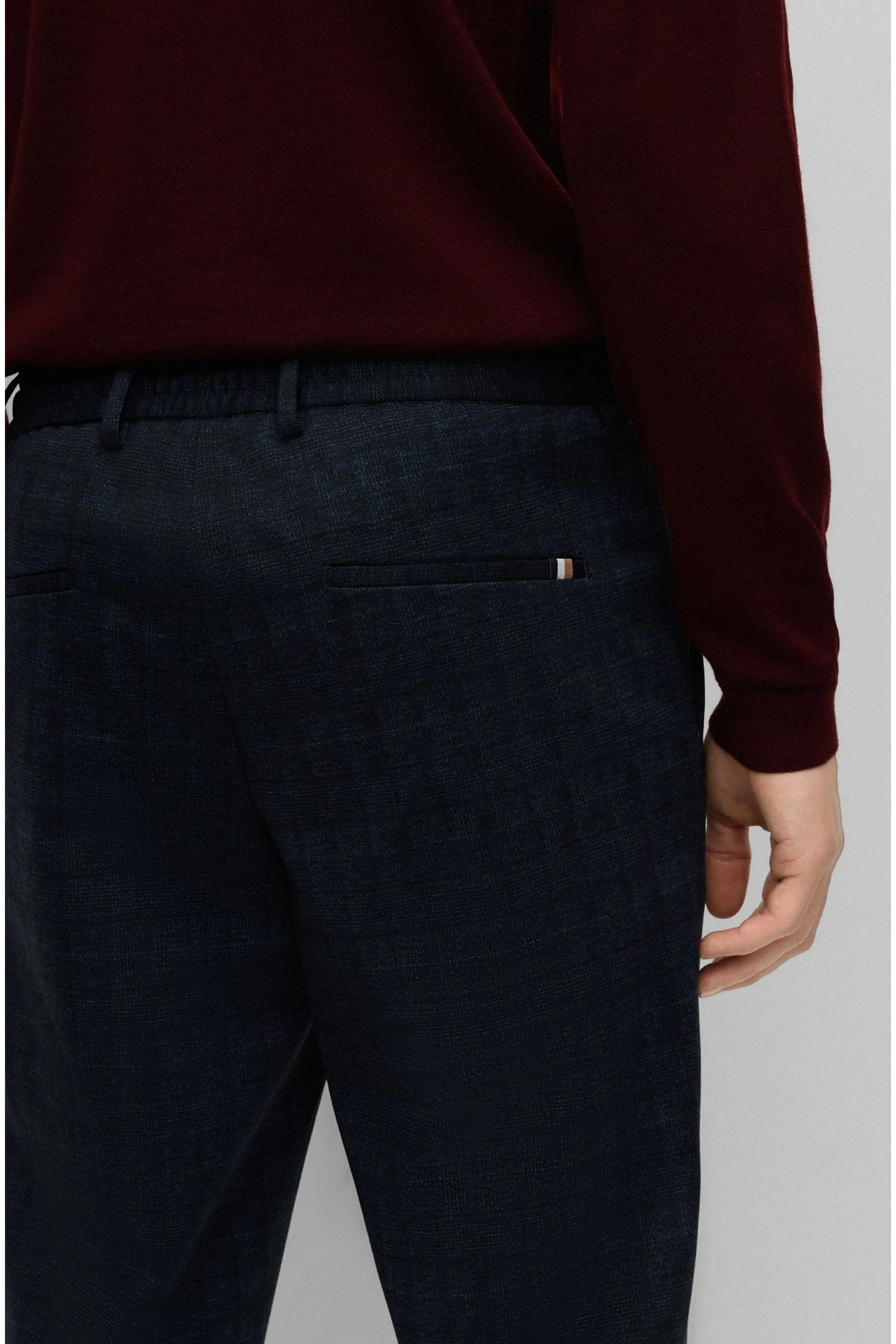 BOSS - A quadri Pantaloni contemporanea stretti in fondo